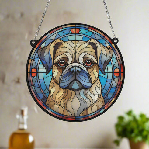 Puggle Stained Glass Effect Suncatcher